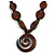 Chunky Geometric Wooden and Ceramic Bead Necklace in Dark Brown - 56cm Long/ Adjustable - view 8