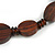 Chunky Geometric Wooden and Ceramic Bead Necklace in Dark Brown - 56cm Long/ Adjustable - view 4