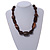 Geometric Wood Bead with Resin and Ceramic Element Cotton Cord Necklace in Brown - 48cm Long/ Adjustable - view 2
