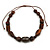 Geometric Wood Bead with Resin and Ceramic Element Cotton Cord Necklace in Brown - 48cm Long/ Adjustable - view 4