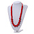 Red Wood and Ceramic Bead Cotton Cord Necklace - 70cm Long - view 2