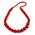Red Wood and Ceramic Bead Cotton Cord Necklace - 70cm Long - view 3