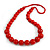 Red Wood and Ceramic Bead Cotton Cord Necklace - 70cm Long