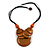 Statement Orange Wood Bead Pendant with Black Cotton Cords - 46cm L