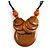Statement Orange Wood Bead Pendant with Black Cotton Cords - 46cm L - view 3