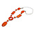 Statement Orange Wood Bead Geomentric Silver Cord Necklace - 66cm L/ 13cm Front Drop - view 5