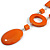 Statement Orange Wood Bead Geomentric Silver Cord Necklace - 66cm L/ 13cm Front Drop - view 3