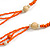 Long Multi-strand Orange Ceramic/ Wooden Bead, Acrylic Ring Necklace - 90cm L - view 6