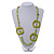 Long Multi-strand Lime Green Ceramic/ Wooden Bead, Acrylic Ring Necklace - 90cm L - view 2
