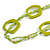 Long Multi-strand Lime Green Ceramic/ Wooden Bead, Acrylic Ring Necklace - 90cm L - view 3
