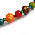 Multicoloured Wood Bead Black Cotton Cord Necklace - 64cm L - view 5