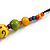 Multicoloured Wood Bead Black Cotton Cord Necklace - 64cm L - view 6