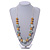 Stylish Wood Beaded Necklace with White Cotton Cords (White/ Natural) - 70cm Long - view 2
