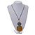 Yellow/ Grey/ Off White Triple Disc Wood Bead Pendant with Black Waxed Cords - 80cm Long/ 12cm Pendant - view 3