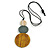 Yellow/ Grey/ Off White Triple Disc Wood Bead Pendant with Black Waxed Cords - 80cm Long/ 12cm Pendant - view 4