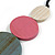 Dusty Pink/ Grey/ Off White Triple Disc Wood Bead Pendant with Black Waxed Cords - 80cm Long/ 12cm Pendant - view 5