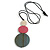 Dusty Pink/ Grey/ Off White Triple Disc Wood Bead Pendant with Black Waxed Cords - 80cm Long/ 12cm Pendant - view 6
