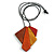 Red/ Brown/ Yellow/ Orange Geometric Wood Pendant with Black Waxed Cotton Cord - 84cm Long/ 10cm Pendant - view 3