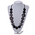 Worn Effect Black Wood Button Bead Necklace with Waxed Cotton Cord - Adjustable - 84cm Long - view 3