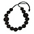 Worn Effect Black Wood Button Bead Necklace with Waxed Cotton Cord - Adjustable - 84cm Long - view 5