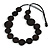 Worn Effect Black Wood Button Bead Necklace with Waxed Cotton Cord - Adjustable - 84cm Long - view 2