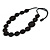 Worn Effect Black Wood Button Bead Necklace with Waxed Cotton Cord - Adjustable - 84cm Long - view 6