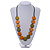 Worn Effect Olive/ Orange Wood Button Bead Necklace with Black Cotton Cord - 74cm Long Adjustable - view 2