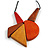 Red/ Brown/ Yellow/ Orange Geometric Wood Pendant with Black Waxed Cotton Cord - 84cm Long/ 12cm Pendant - view 4
