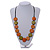 Worn Effect Orange/ Olive Wood Button Bead Necklace with Black Cotton Cord - 74cm Long Adjustable - view 2