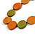 Worn Effect Orange/ Olive Wood Button Bead Necklace with Black Cotton Cord - 74cm Long Adjustable - view 5