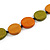 Worn Effect Orange/ Olive Wood Button Bead Necklace with Black Cotton Cord - 74cm Long Adjustable - view 6