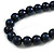 Chunky Dark Blue Wood Bead Necklace - 60cm L - view 4