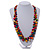 Long Multicoloured Cluster Wood Beaded Necklace - 82cm Long - view 2