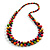 Long Multicoloured Cluster Wood Beaded Necklace - 82cm Long - view 3
