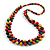 Long Multicoloured Cluster Wood Beaded Necklace - 82cm Long - view 1