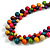 Long Multicoloured Cluster Wood Beaded Necklace - 82cm Long - view 4