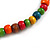 Long Multicoloured Cluster Wood Beaded Necklace - 82cm Long - view 6