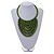 Statement Lime Green Wood Bead Bib Necklace - 44cm Long/ 10cm Drop - view 2