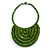 Statement Lime Green Wood Bead Bib Necklace - 44cm Long/ 10cm Drop - view 3