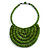 Statement Lime Green Wood Bead Bib Necklace - 44cm Long/ 10cm Drop