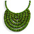 Statement Lime Green Wood Bead Bib Necklace - 44cm Long/ 10cm Drop - view 4