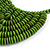Statement Lime Green Wood Bead Bib Necklace - 44cm Long/ 10cm Drop - view 6