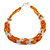 Unique Braided Glass Bead Necklace In Orange/ Transparent - 52cm Long