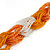 Unique Braided Glass Bead Necklace In Orange/ Transparent - 52cm Long - view 5