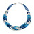 Unique Braided Glass Bead Necklace In Blue/ Transparent - 52cm Long