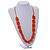 Orange Square Ceramic Bead Cotton Cord Necklace - 90cm Long - view 2