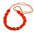 Orange Square Ceramic Bead Cotton Cord Necklace - 90cm Long - view 3
