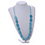 Light Blue Square Ceramic Bead Cotton Cord Necklace - 90cm Long - view 2