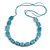 Light Blue Square Ceramic Bead Cotton Cord Necklace - 90cm Long - view 6