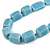 Light Blue Square Ceramic Bead Cotton Cord Necklace - 90cm Long - view 3
